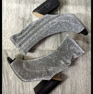 COPY - ALDO silver shimmer open toe SOCK booties …